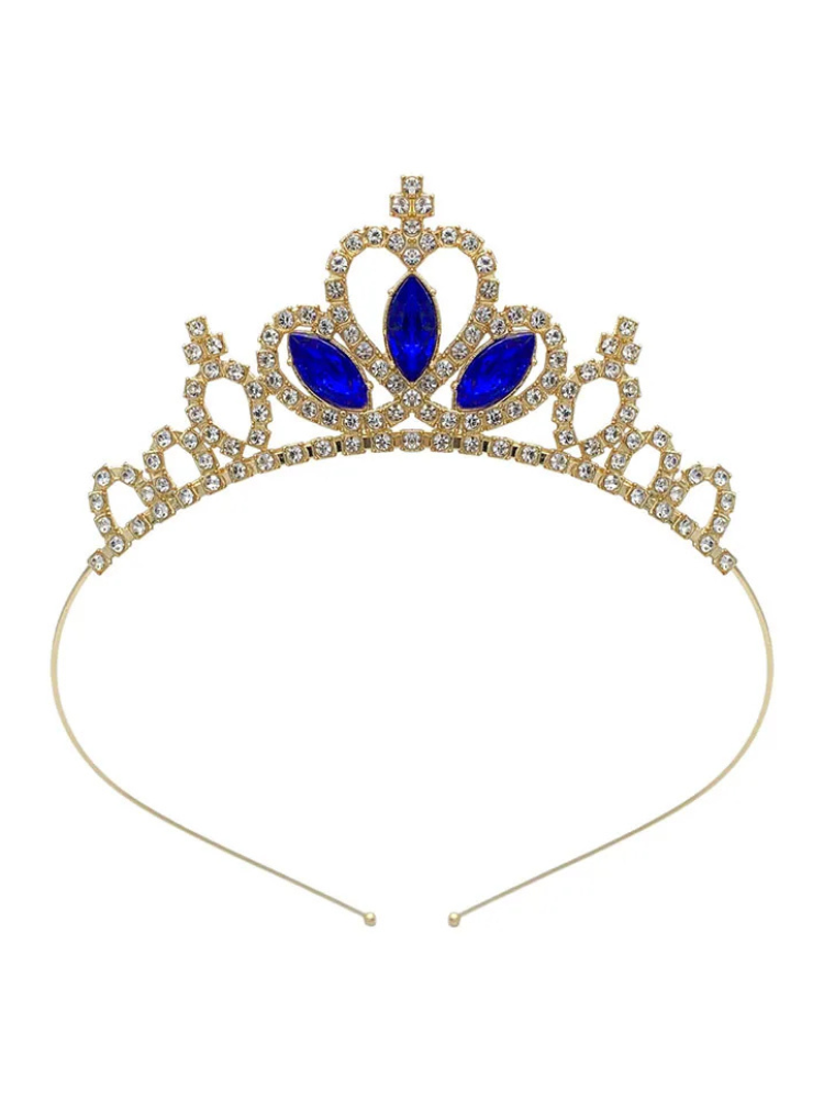 Couronne Princesse Fille Or bleu roi