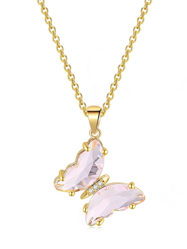 Collier Princesse Papillon rose