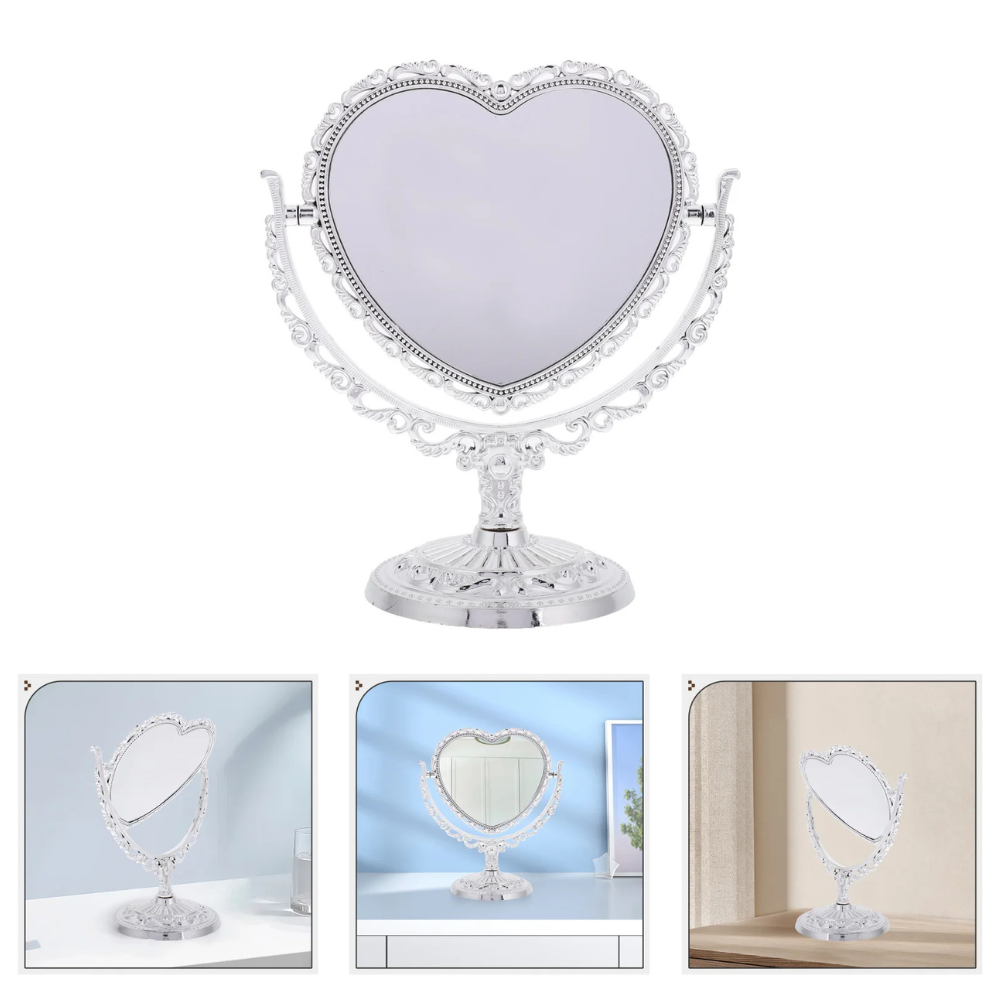 Miroir Princesse Cœur argent