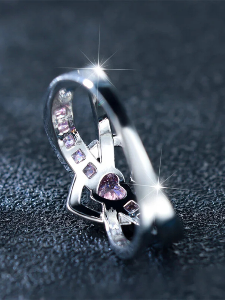 bague coeur rose
