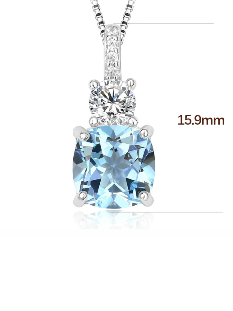 Collier Diamant Bleu argent