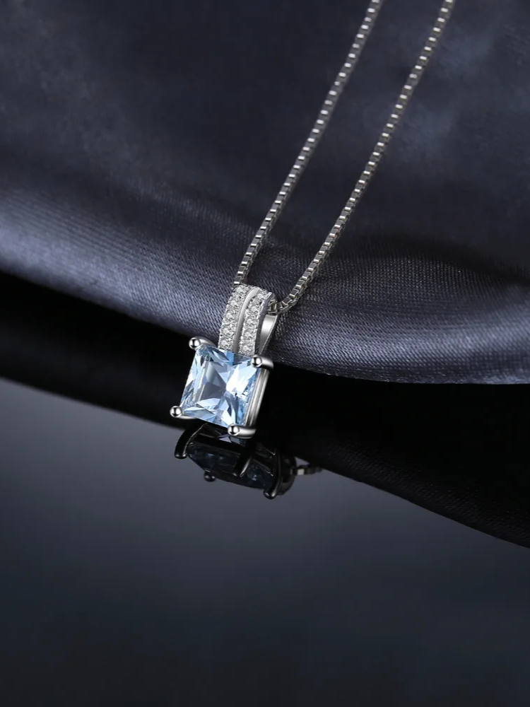 Collier Argent pierre bleue