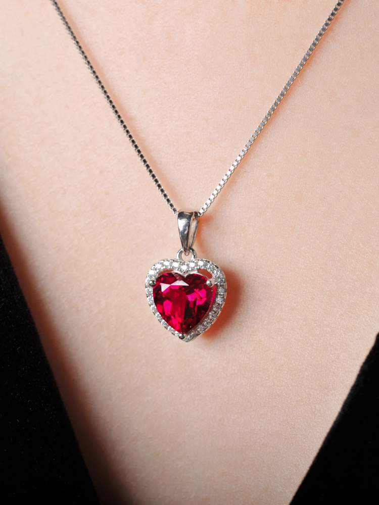 Collier Coeur Rouge argent
