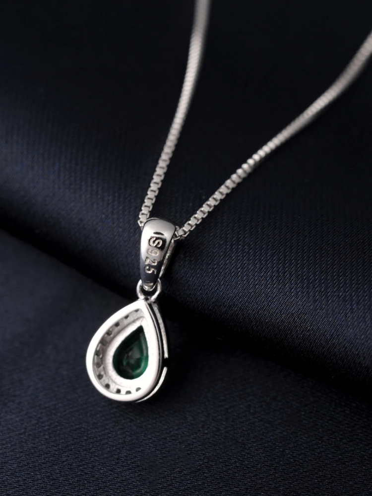 Collier Pierre Verte argent