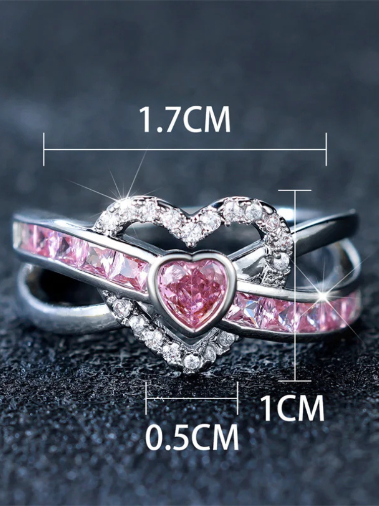 bague coeur rose