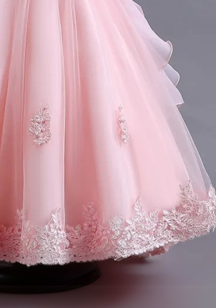 Robe Princesse Rose Broderie Fille