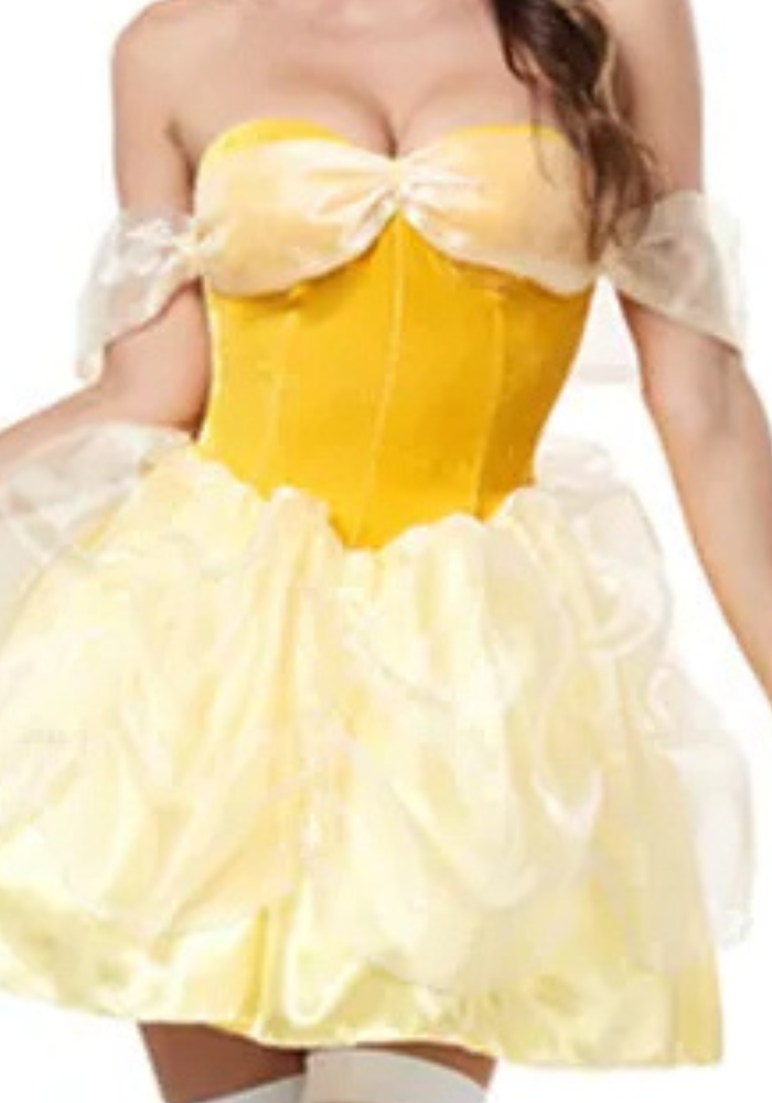 Robe Princesse Courte Jaune Femme