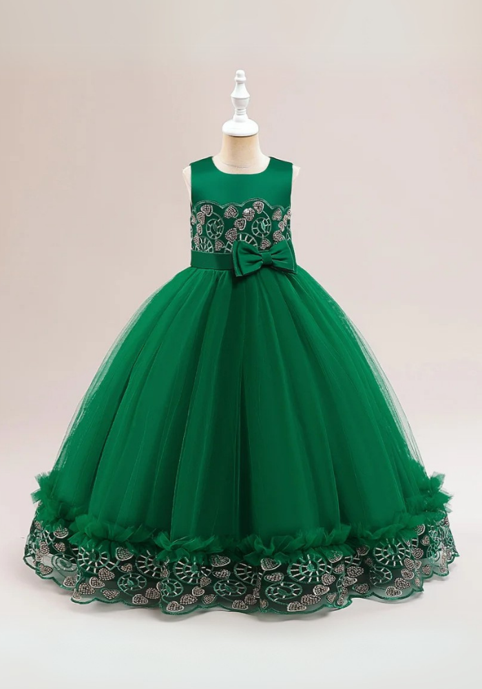 Robe Princesse Dentelle Verte Fille