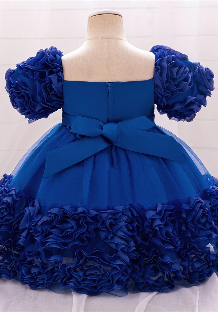 Robe Princesse Fleurs Bleu Bébé