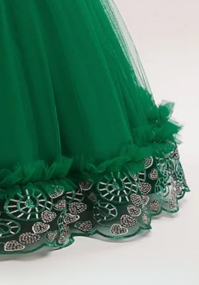 Robe Princesse Dentelle Verte Fille pas cher