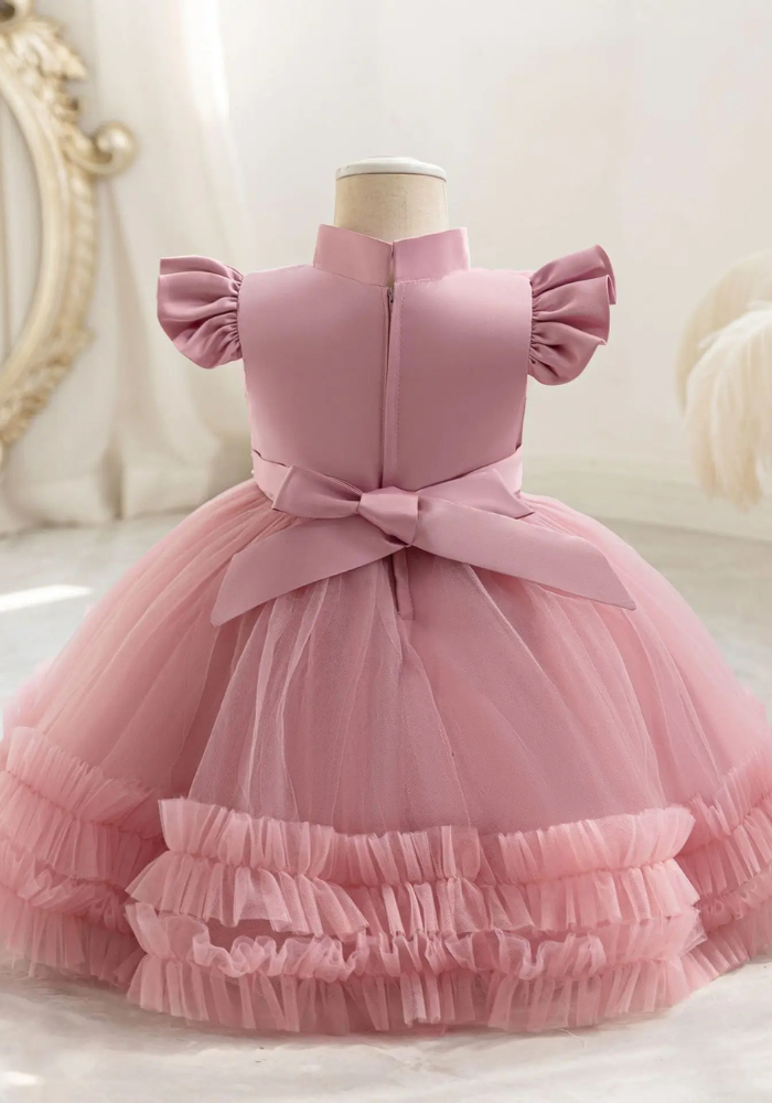 Robe Princesse Soirée Rose Poudré Bébé