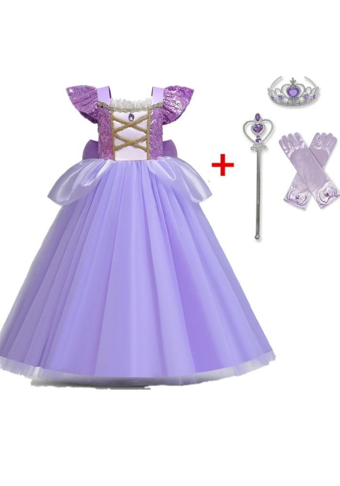 Robe Princesse Violette et Accessoires Fille pas cher