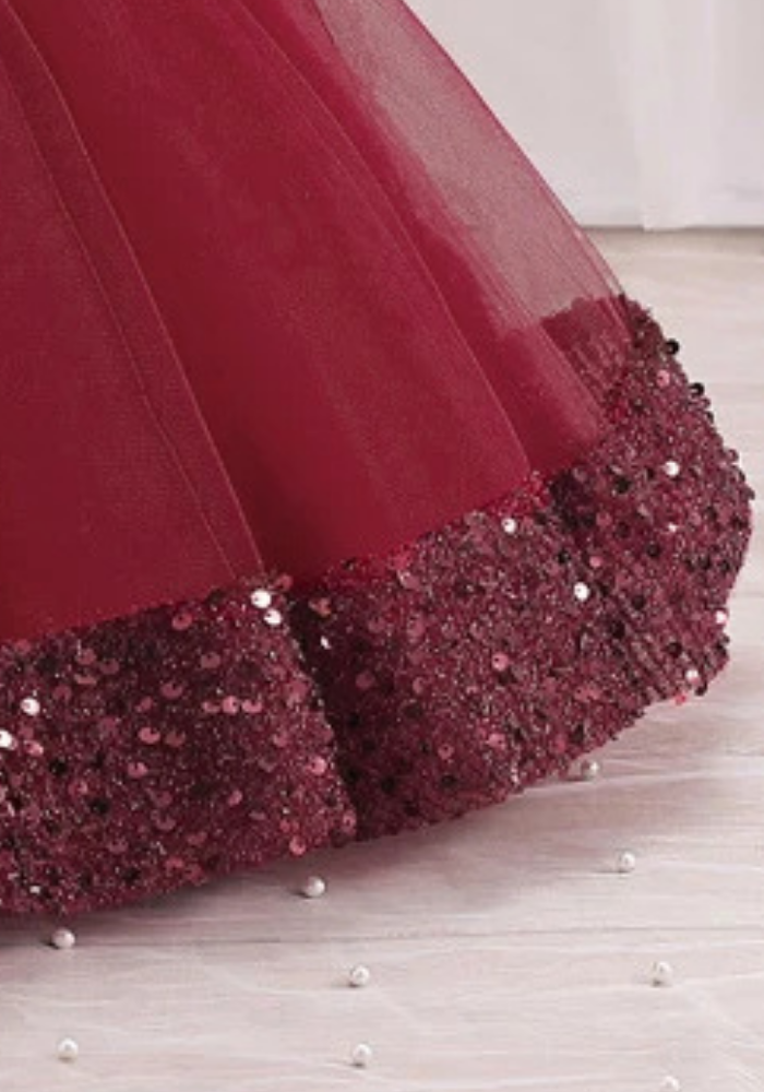 Robe Princesse Rouge Bordeaux Bébé pas cher