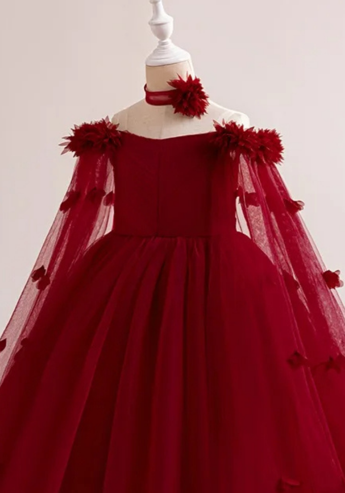 Robe Princesse Longue Rouge Fille pas cher
