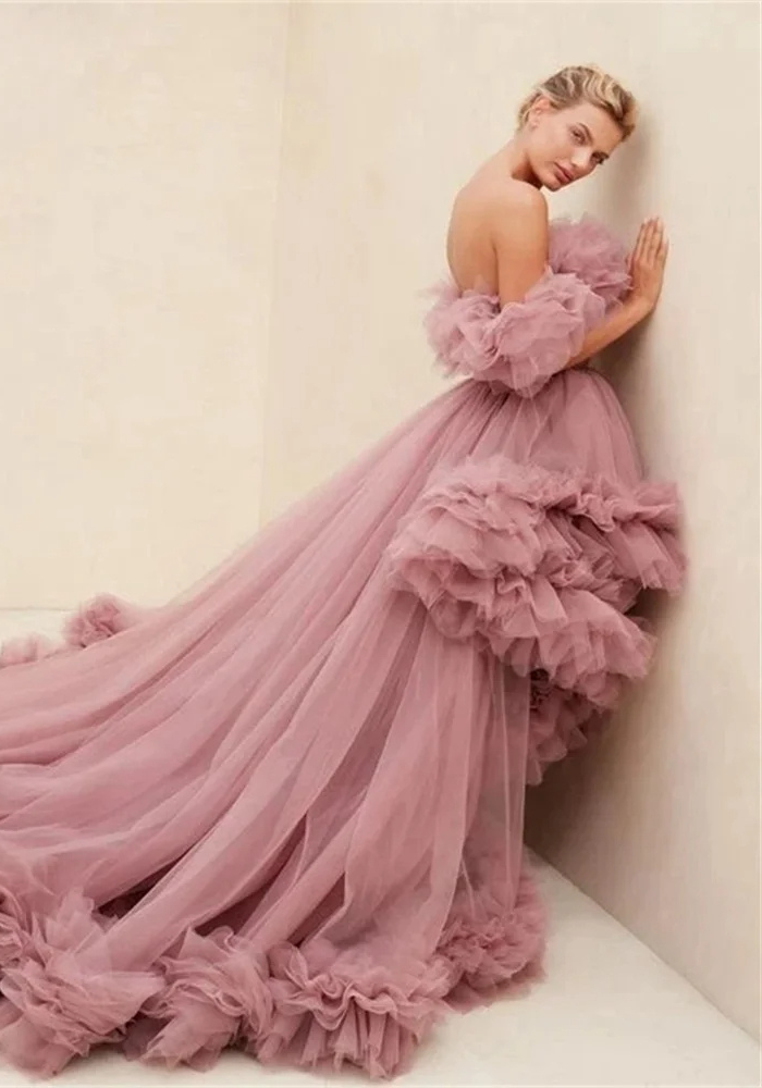 Robe Princesse Volants Rose Femme