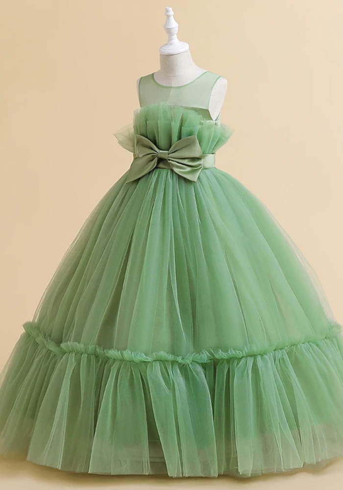 Robe Princesse Verte Élégante Fille pas cher