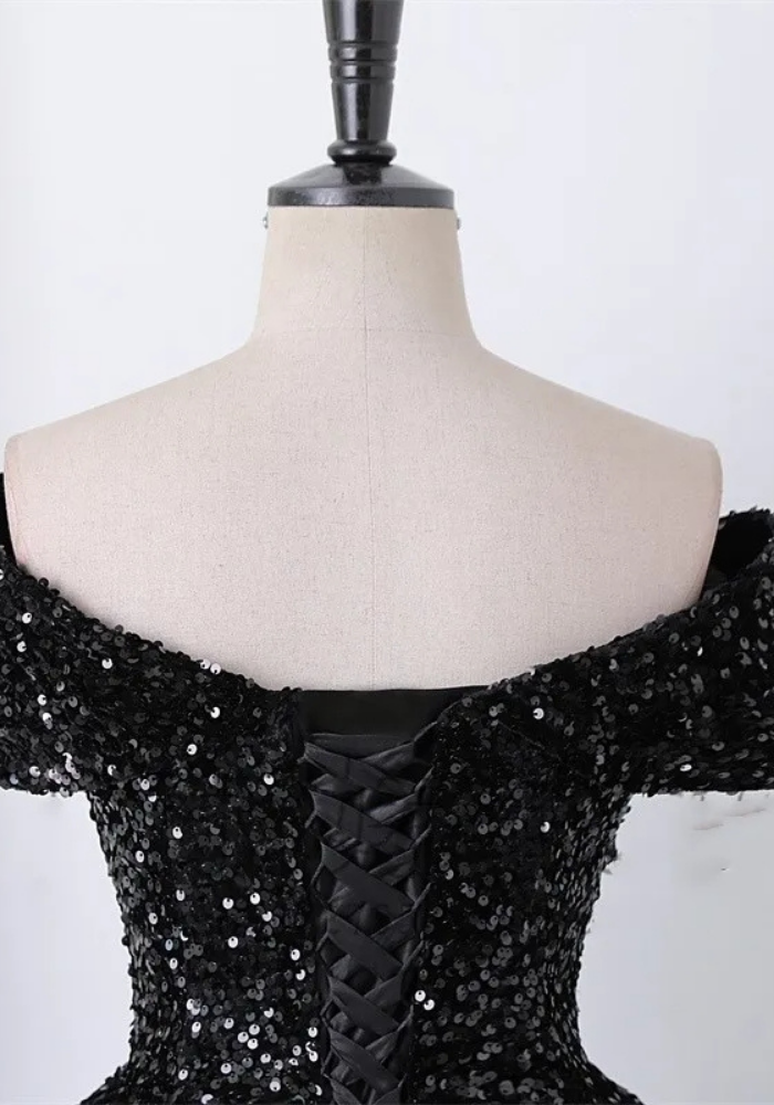 Robe Princesse Noire Strass Femme pas cher
