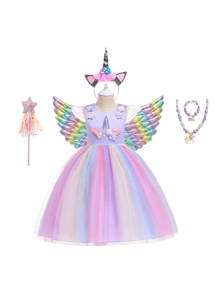 Robe Princesse Licorne Violette Fille pas cher