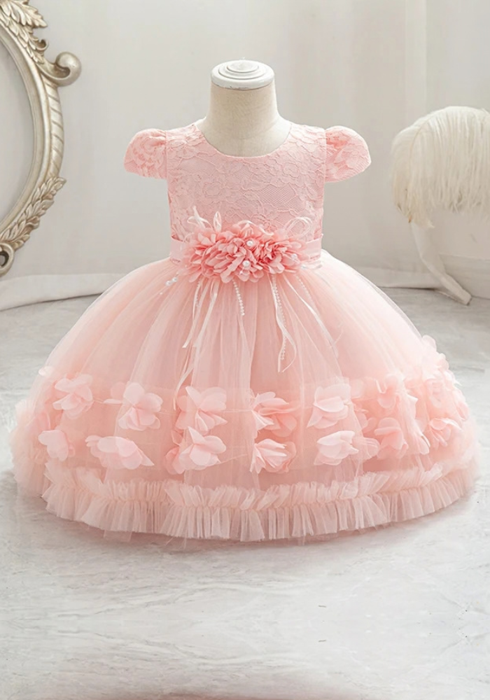 Robe Princesse Broderie Bébé saumon