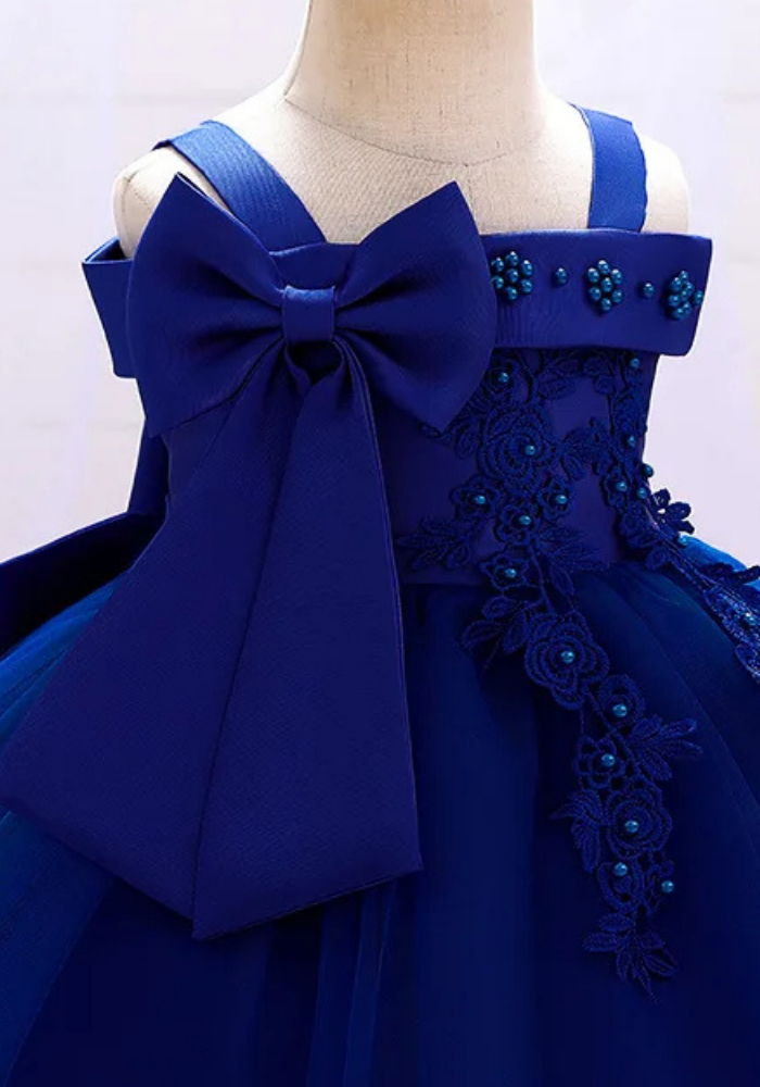 Robe Princesse Satin Bleu Bébé pas cher