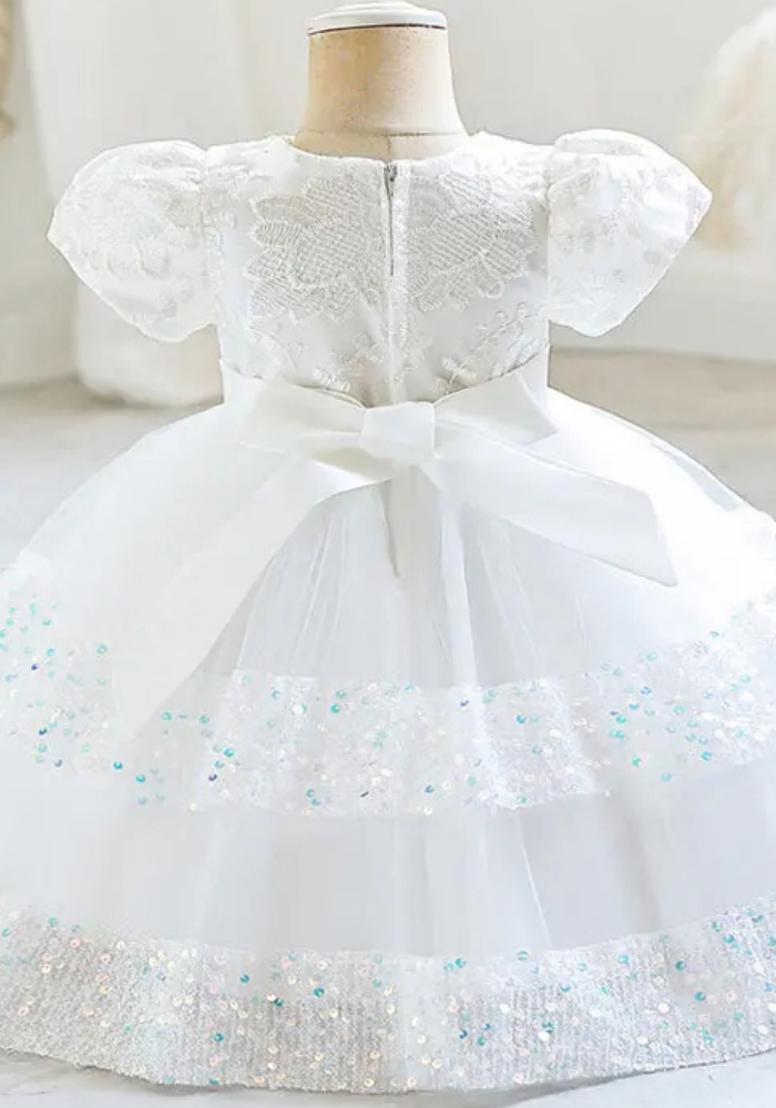 Robe Princesse Sequins Blanche Bébé