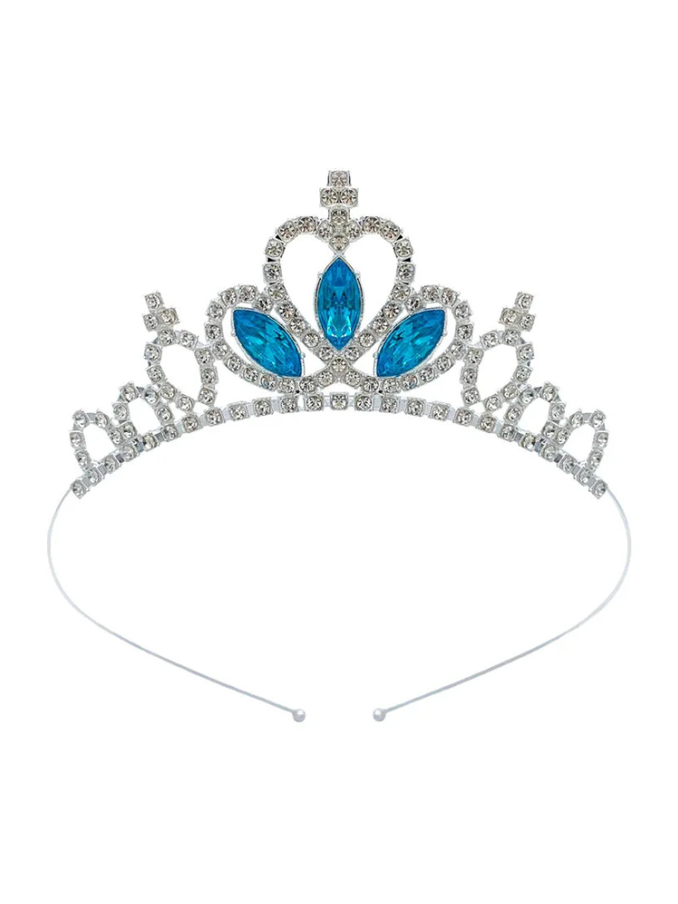 Couronne Princesse Fille argent bleu