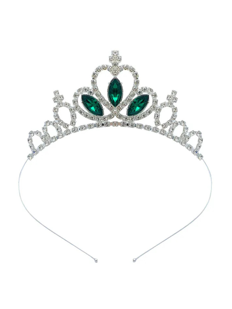 Couronne Princesse Fille argent vert