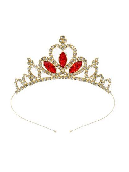 Couronne Princesse Fille Or rouge
