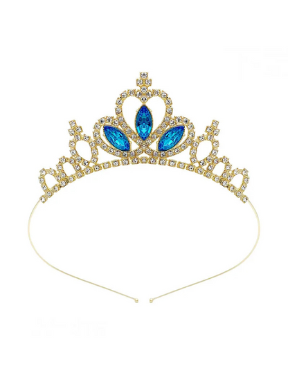 Couronne Princesse Fille Or bleu