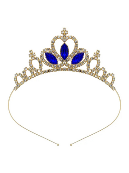 Couronne Princesse Fille Or bleu roi