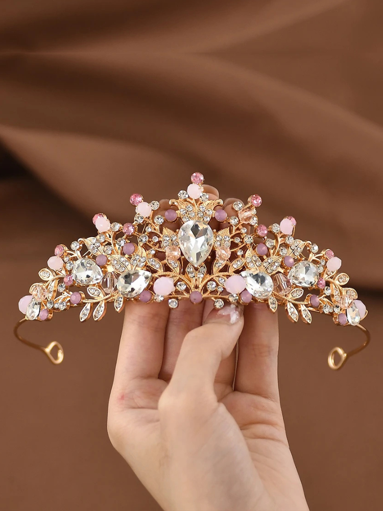 Couronne Princesse Pour 1 An – Serre-tête Rose Avec Fleurs, Léger Et Ajustable – Pour Anniversaire, Fête, Photo Souvenir