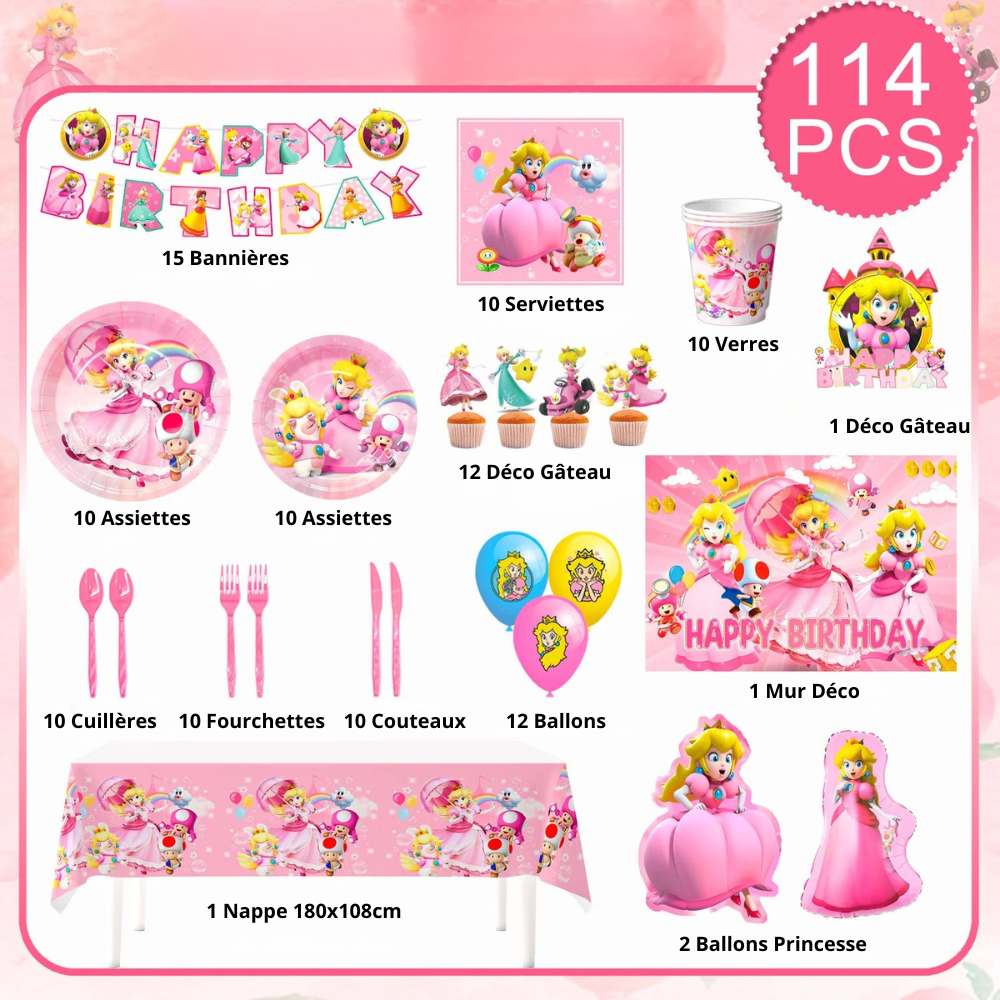 Kit Déco Anniversaire Princesse Rose ballons