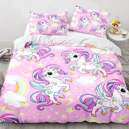 Housse de Couette Licorne multicolore