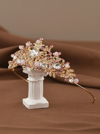 Couronne Princesse Fille or et rose