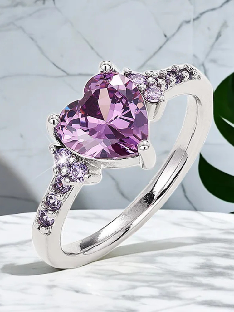 Bague coeur violet