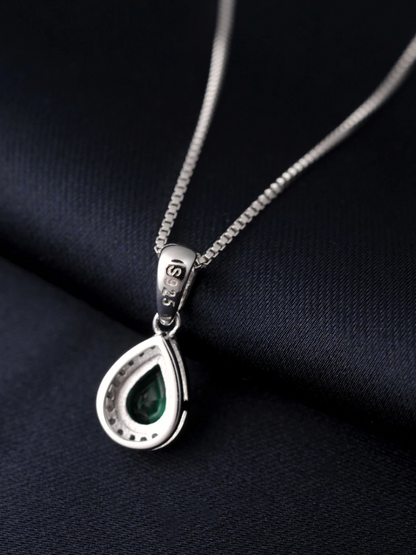 Collier Pierre Verte argent