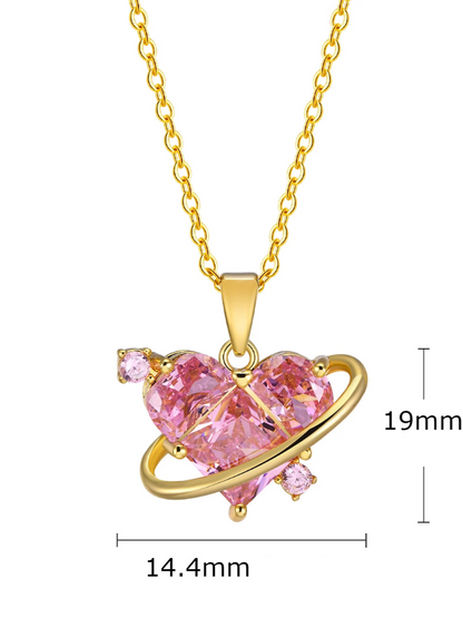 Collier Cœur rose et or