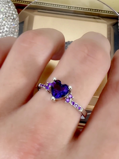 Bague Cœur Violet diamant
