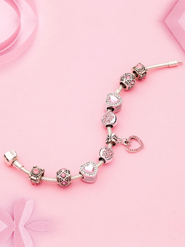 Bracelet breloque rose