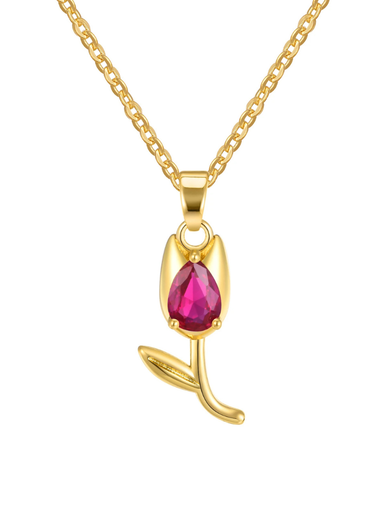 Collier Tulipe rouge