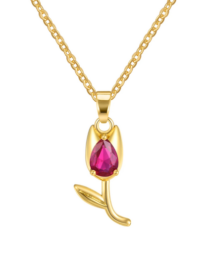 Collier Tulipe rouge