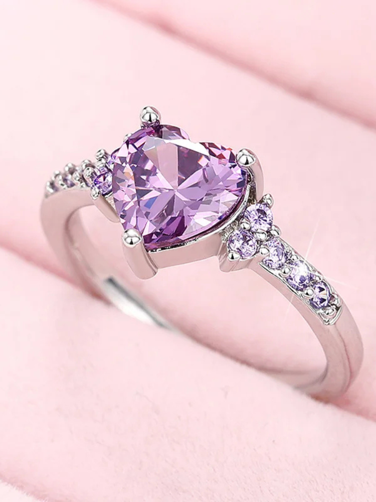 Bague coeur violet