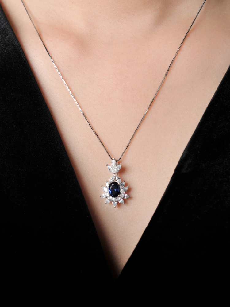 Collier Pierre Bleue argent