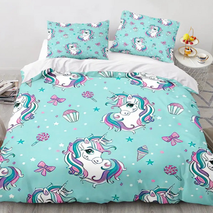 Housse de Couette Licorne vert