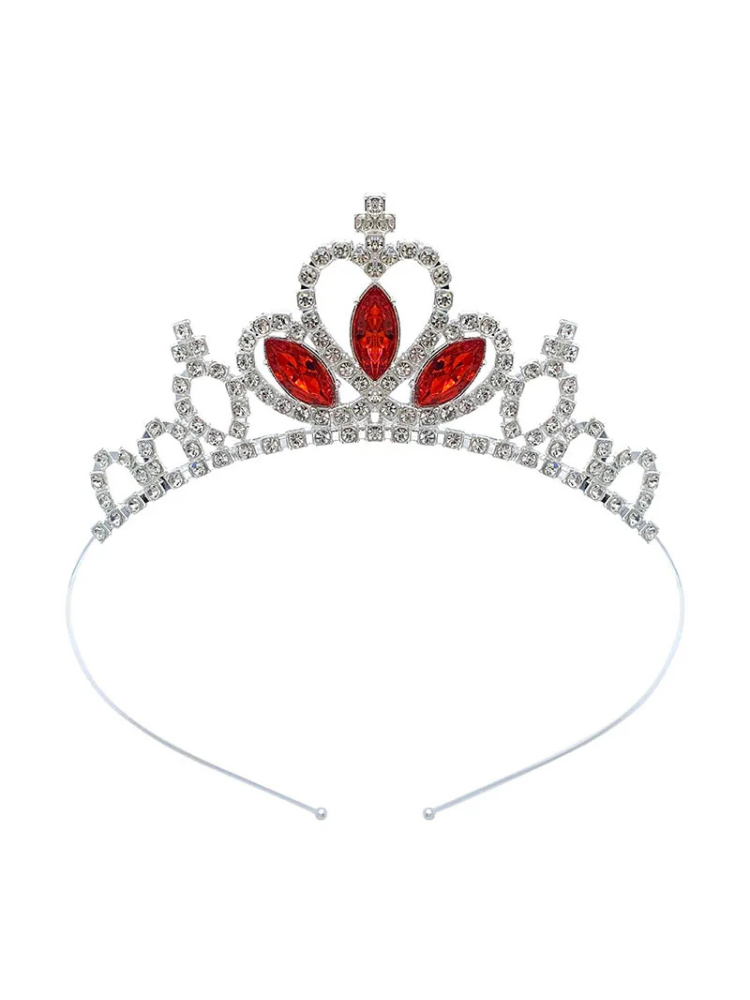 Couronne Princesse Fille argent rouge