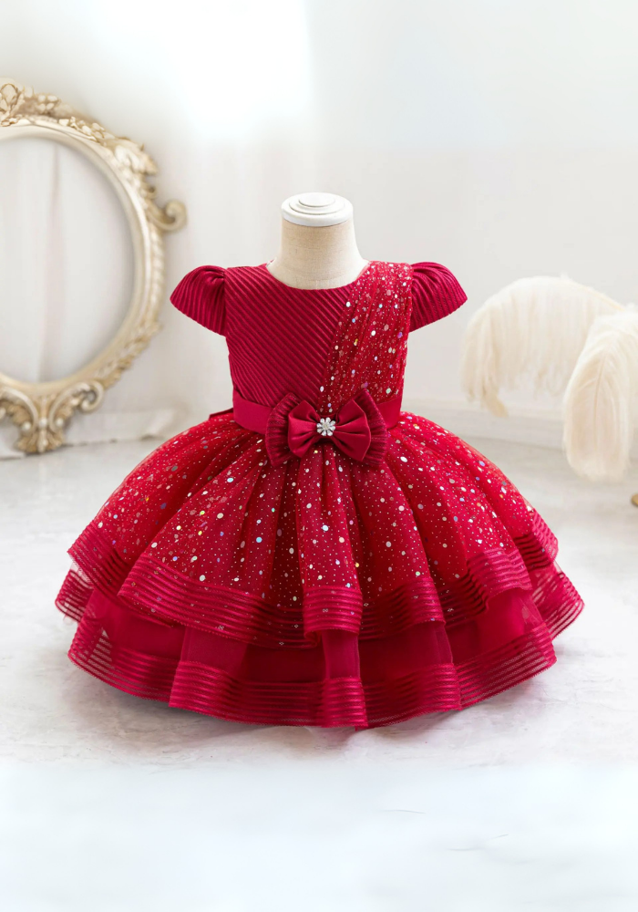 Robe Princesse Rouge Paillette Bébé