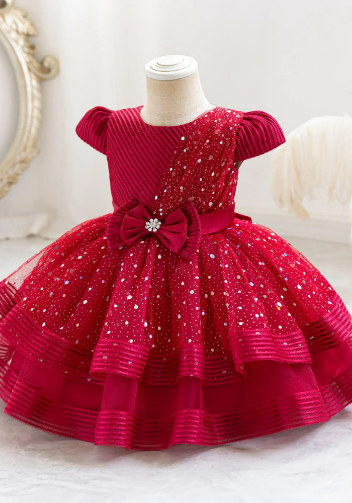 Robe Princesse Rouge Paillette Bébé pas cher