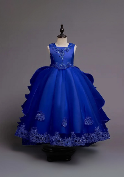 Robe Princesse Bleu Royal Broderie Fille