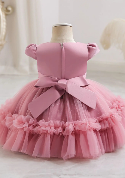 Robe Princesse Rose Poudré Perles Bébé