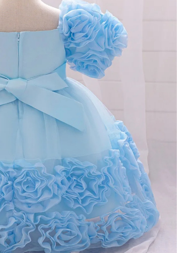 Robe Princesse Fleurs Bleu Ciel Bébé pas cher